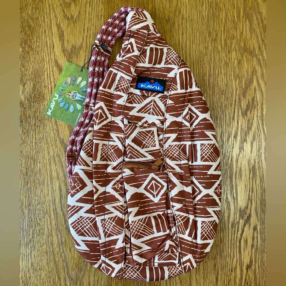 Kavu Geometric Brown and Cream Sling Bag
